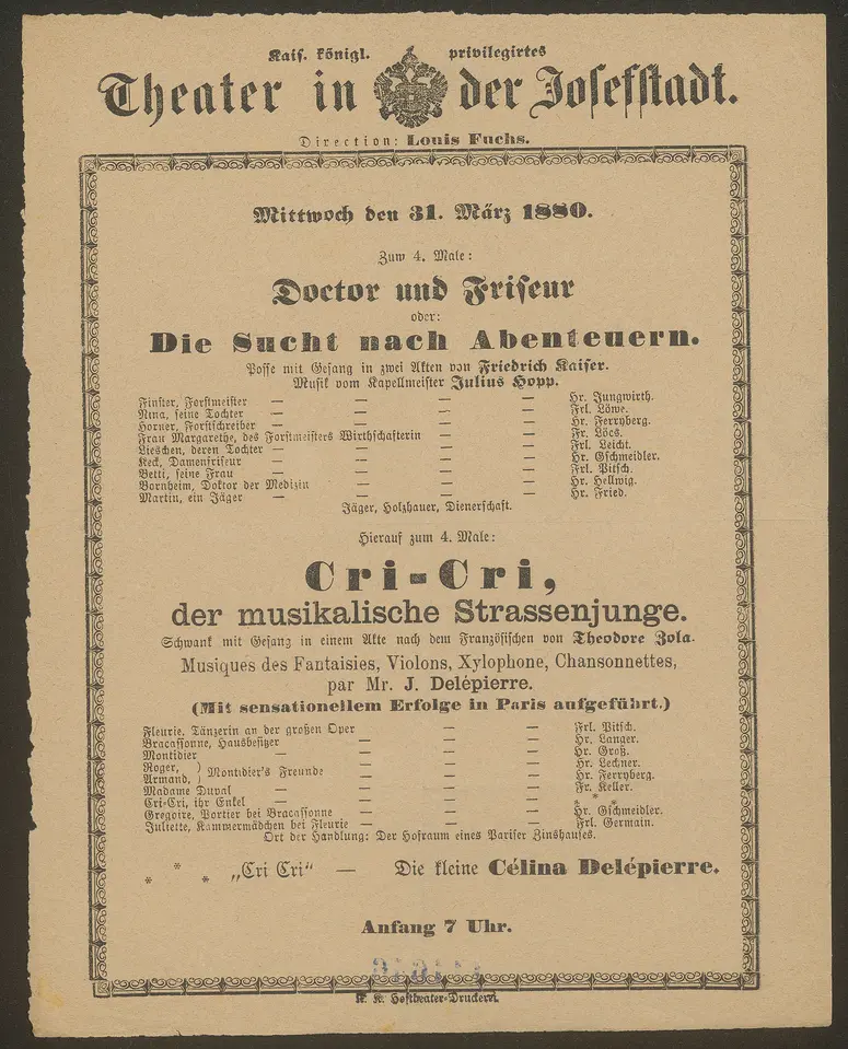 Doctor und Friseur oder Die Suche nach Abenteuern, Cri-Cri der musikalische Strassenjunge