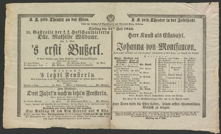 s' ersti Bußerl, s' letzi Fensterl, Drei Jahrl'n nach'm letz'n Fensterln, Johanna von Montfaucon