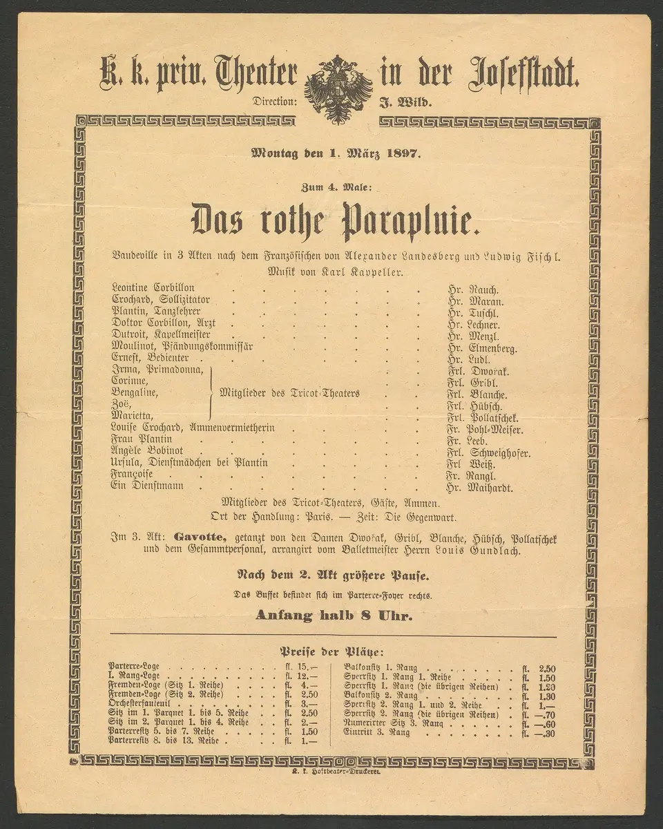 Das rothe Parapluie, Alternativtitel: Das rote Parapluie
