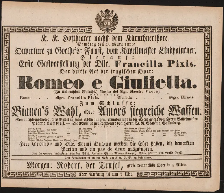 Romeo e Giulietta, Bianca's Wahl oder Amor's siegreiche Waffen