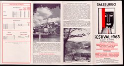 Salzburger Festspiele 1963, Titel in Vorlageform: Salzburgo Festival 1963, Verweis auf Stücktitel: Iphigenie in Aulis, Verweis auf Stücktitel: Cosi fan tutte, Verweis auf Stücktitel: Die Entführung aus dem Serail, Verweis auf Stücktitel: Figaros Hochzeit, Verweis auf Stücktitel: Die Zauberflöte, Verweis auf Stücktitel: Der Rosenkavalier, Verweis auf Stücktitel: Der Troubadour, Verweis auf Stücktitel: Jedermann, Verweis auf Stücktitel: Faust