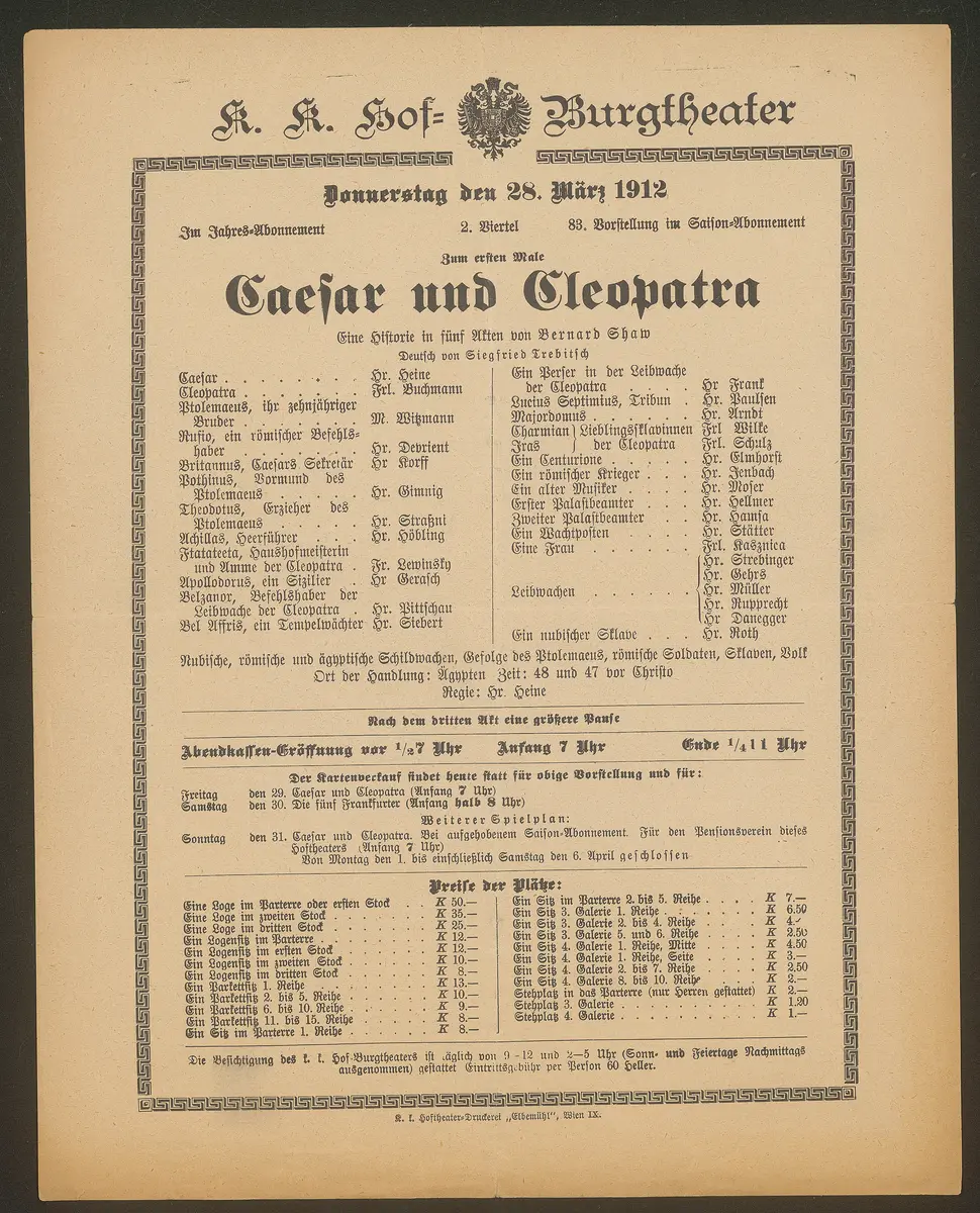 Caesar und Cleopatra, Cäsar und Cleopatra