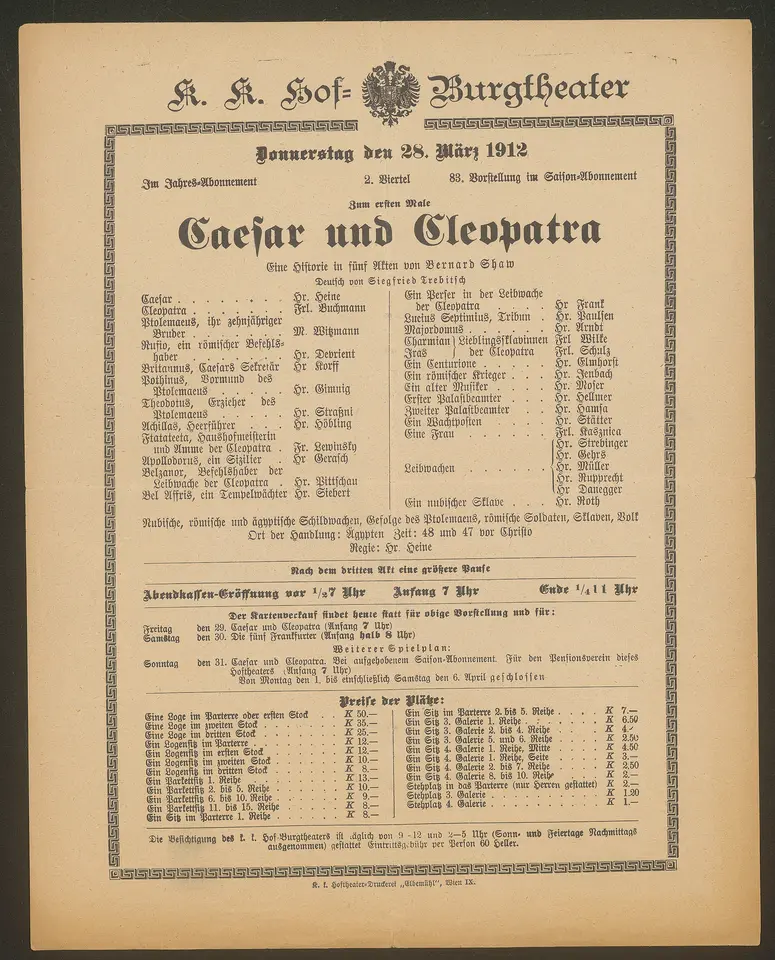 Caesar und Cleopatra, Cäsar und Cleopatra