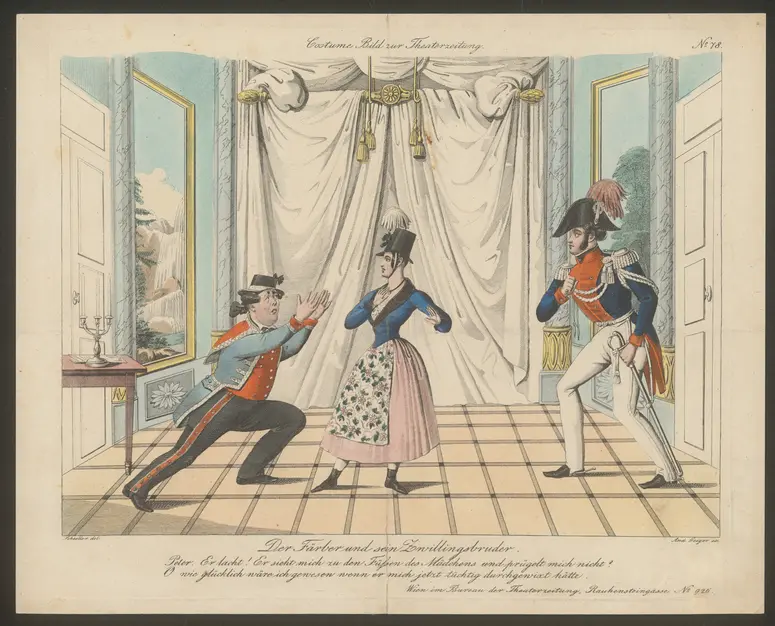 Der Färber und sein Zwillingsbruder, Titel der Serie: Costume-Bild, Name der Zeitschrift: Wiener Theaterzeitung