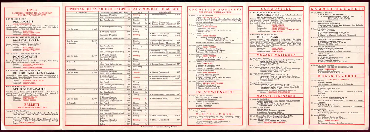 Salzburger Festspiele 1953, Verweis auf Stücktitel: Der Prozess, Verweis auf Stücktitel: Cosi fan tutte, Verweis auf Stücktitel: Don Giovanni, Verweis auf Stücktitel: Die Hochzeit des Figaro, Verweis auf Stücktitel: Der Rosenkavalier, Verweis auf Stücktitel: Jedermann, Verweis auf Stücktitel: Julius Cäsar