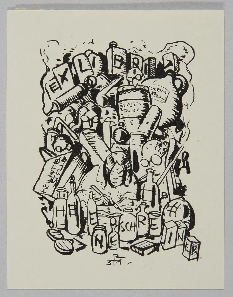Exlibris Helene Schreiner, Alternativtitel: Scherzexlibris für Silvester 1931