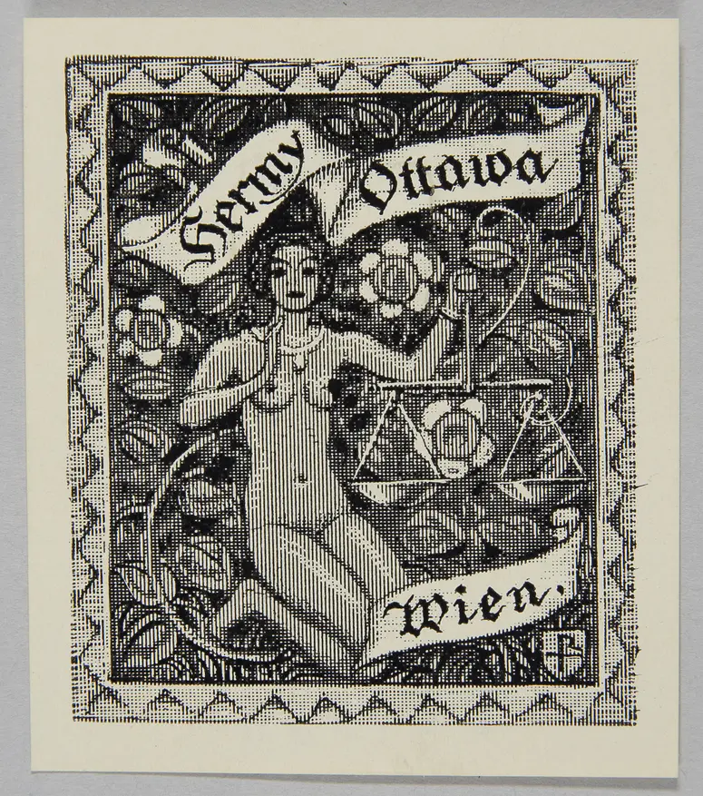 Exlibris Hermine Ottawa, Titel in Vorlageform: Hermy Ottawa Wien