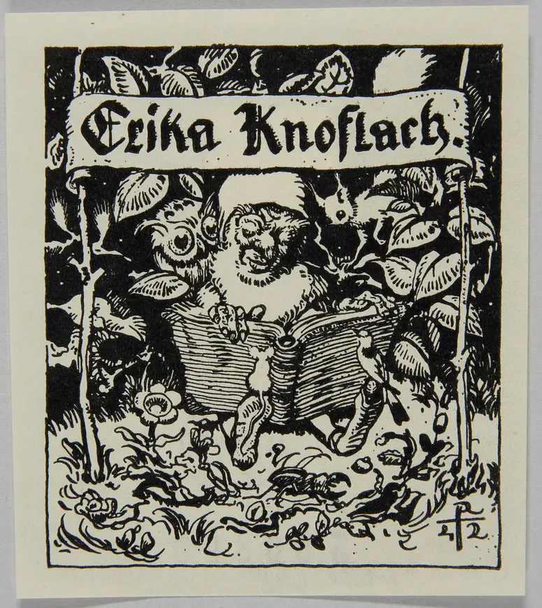 Exlibris Erika Knoflach, Titel in Vorlageform: Erika Knoflach
