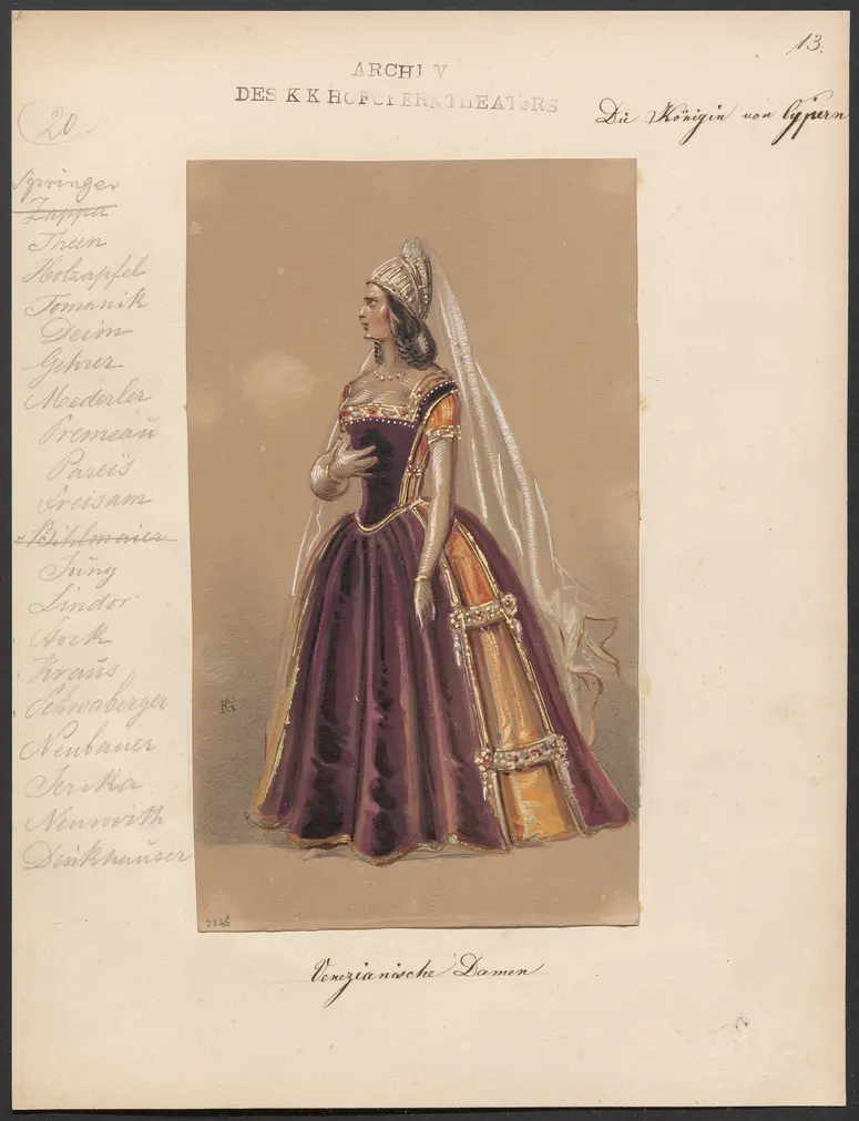 Die Königin von Cypern, Originaltitel: La reine de Chypre, Titel der Serie: Figurinen des k.k. Hofoperntheaters
