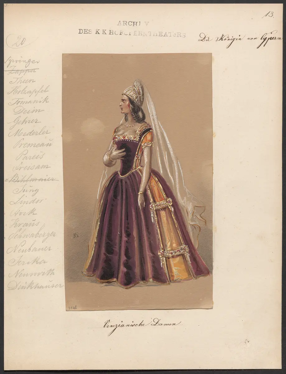 Die Königin von Cypern, Originaltitel: La reine de Chypre, Titel der Serie: Figurinen des k.k. Hofoperntheaters