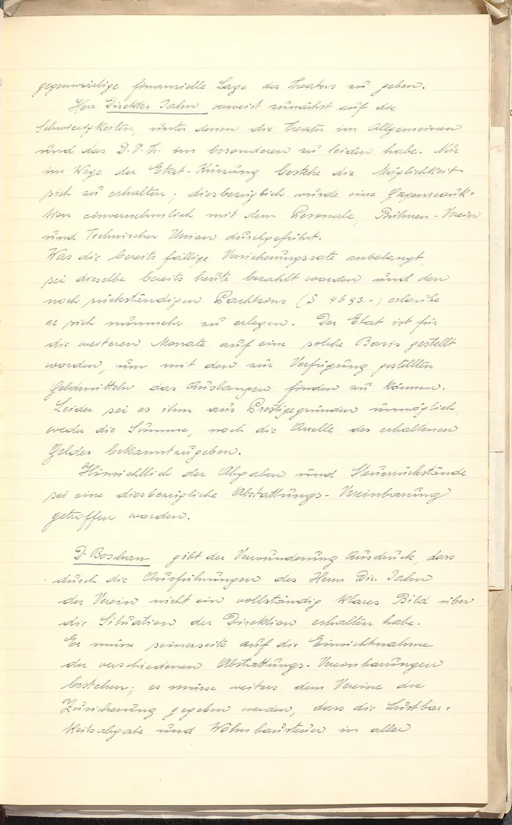 Protokolle der Ausschusssitzungen des Vereines des Deutschen Volkstheaters in Wien