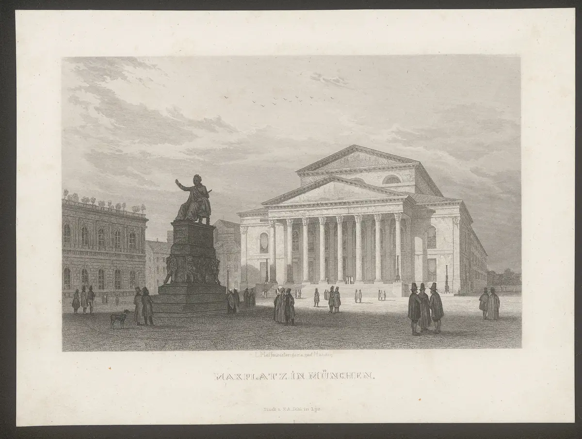 München, Hof- und Nationaltheater, Alternativtitel: München, Opernhaus, Titel in Vorlageform: Maxplatz in München