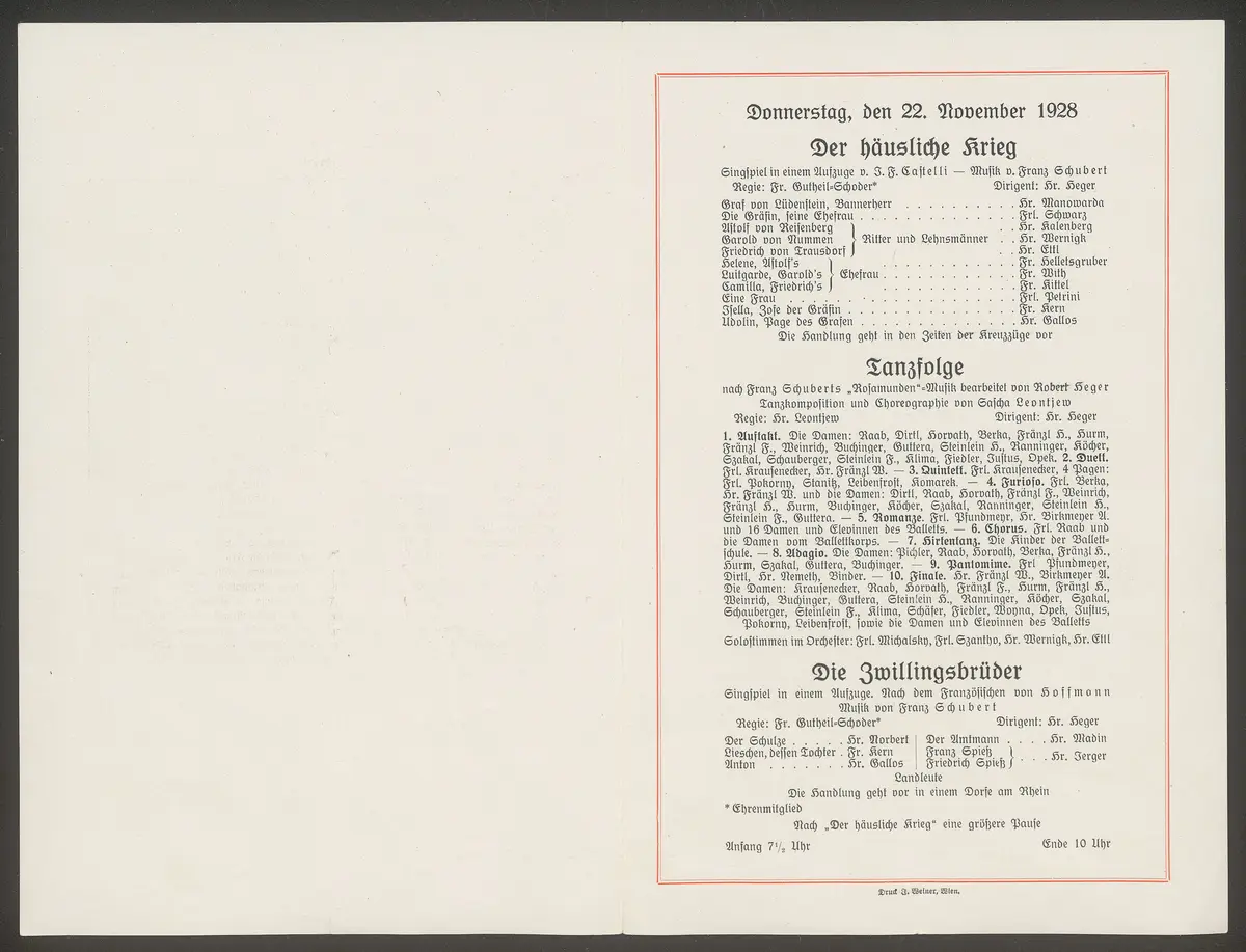 Der häusliche Krieg, Tanzfolge nach Franz Schuberts 