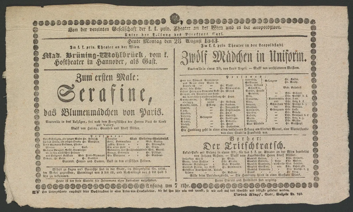 Serafine, das Blumenmädchen von Paris, Zwölf Mädchen in Uniform, Der Tritschtratsch