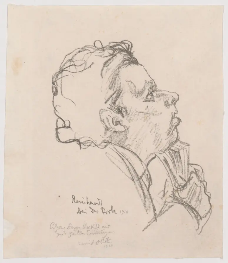 Max Reinhardt, Titel in Vorlageform: Reinhardt bei der Probe 1910