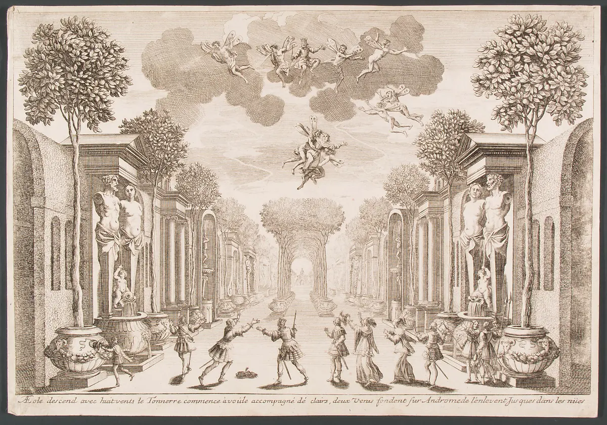 Andromede, Titel in Vorlageform: Andromède. Tragédie Representée avec les Machines sur le Theatre Royal de Bourbon, Alternativtitel: Andromeda