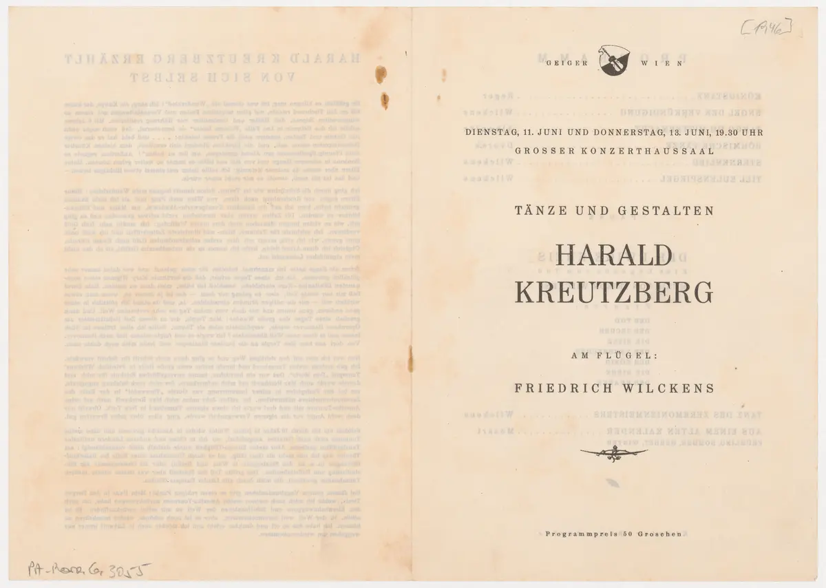 Tänze und Gestalten Harald Kreutzberg, Verweis auf Stücktitel: Der ewige Kreis