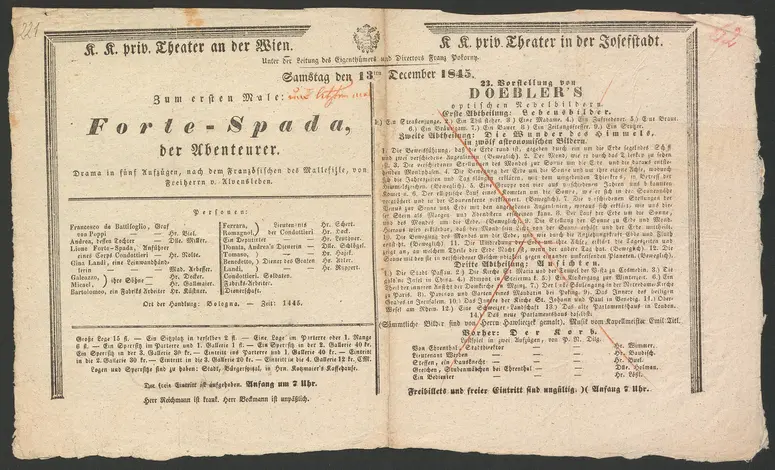 Forte-Spada, der Abenteurer, 23. Vorstellung von Doebler's optischen Nebelbildern